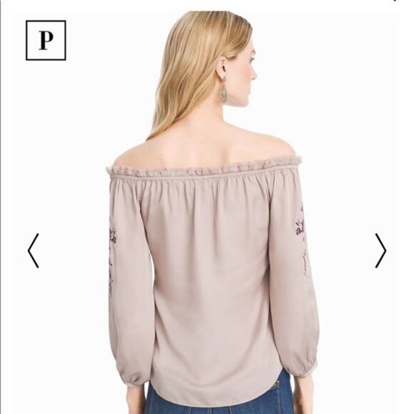 🦋 WHBM Off Shoulder Embroidered Blouse Small NWT - Picture 4 of 8
